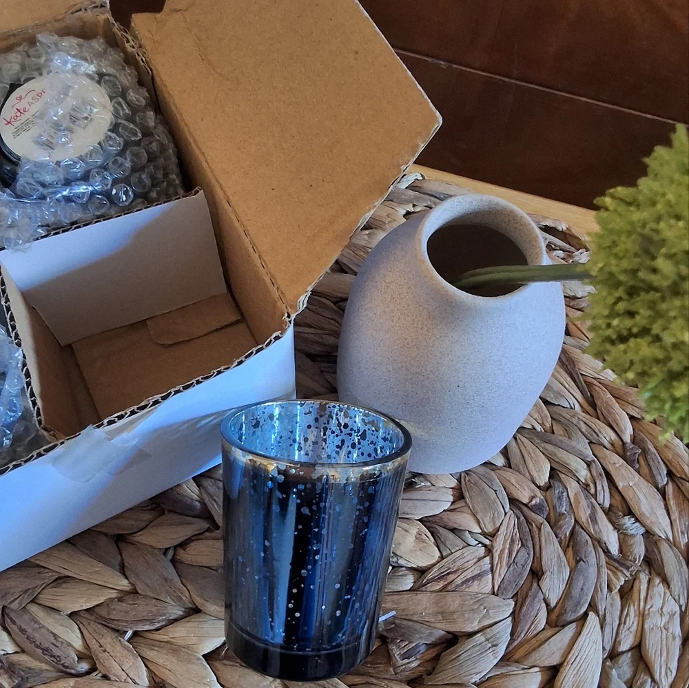 BNIB KATE ASPEN Set Of 4 Elegant Blue and Gold Candle Holder - Picture 4 of 11